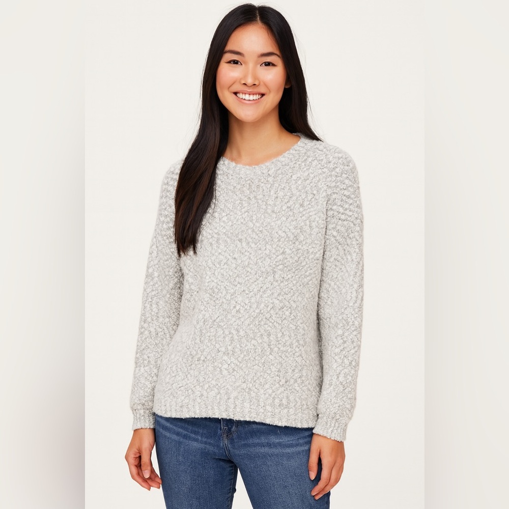 Yes Lola White Gray Popcorn Pullover Cozy Sweater Women’s Size Large EUC